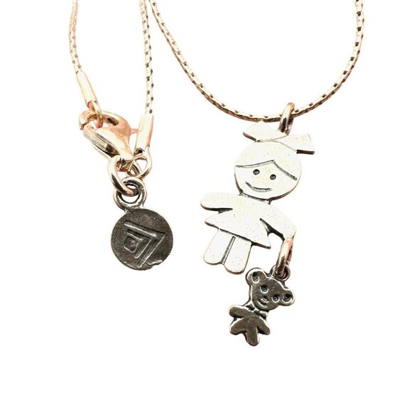 Silpada Sterling Silver 925 "Little Girl with Teddy Bear" XOXO Necklace Israel - Picture 2 of 4